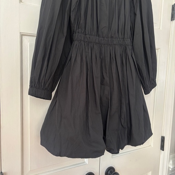 Ulla Johnson Black Martine Mini Dress Noir Bubble Hem Long Sleeve Bateau Size 2 - Picture 12 of 15